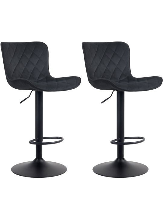 Sæt med 2 barstole Emma velvet, sort