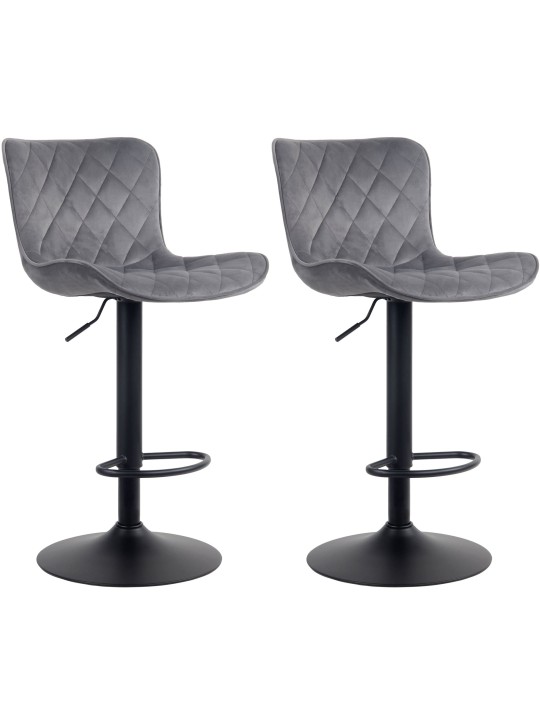 Sæt med 2 barstole Emma velvet, mørkegrå