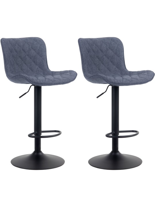 Sæt med 2 barstole Emma stof, blå