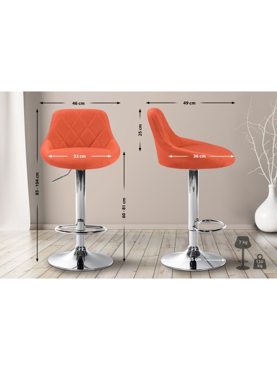 Barstol Lazio stof krom, orange