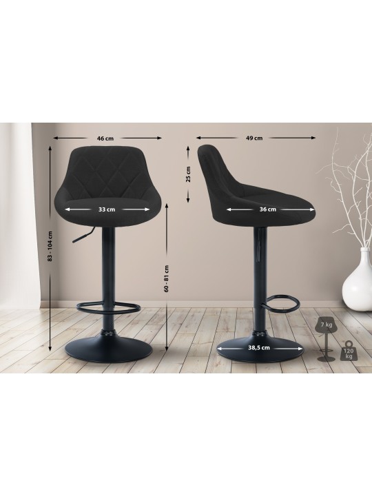 Barstol Lazio stof, sort Barstol Lazio stof, sort