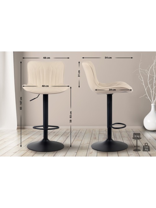 Barstol Linus imiteret læder, creme