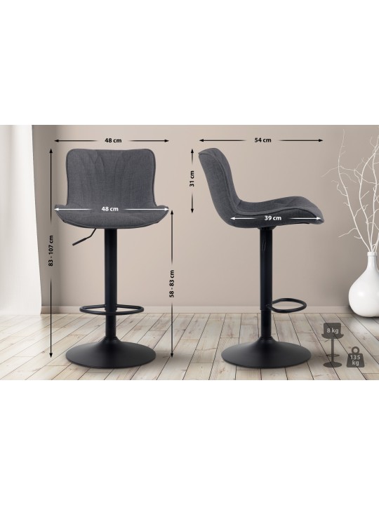 Barstol Linus stof, sort