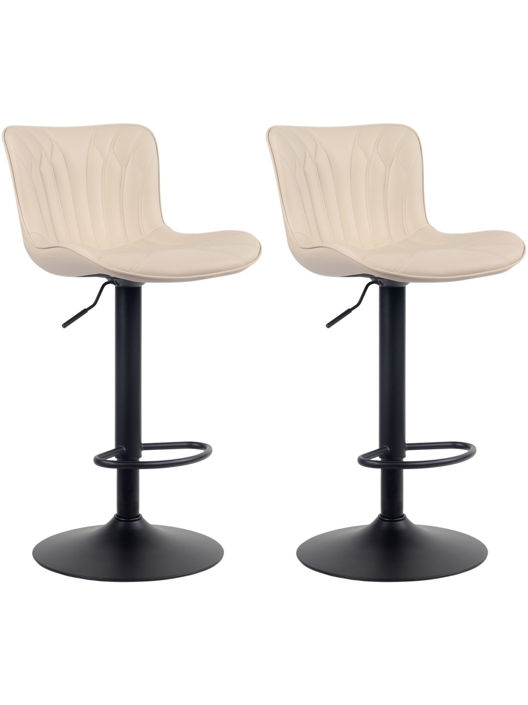 Sæt med 2 barstole Linus imiteret læder, creme