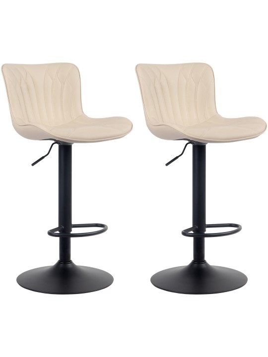 Sæt med 2 barstole Linus imiteret læder, creme