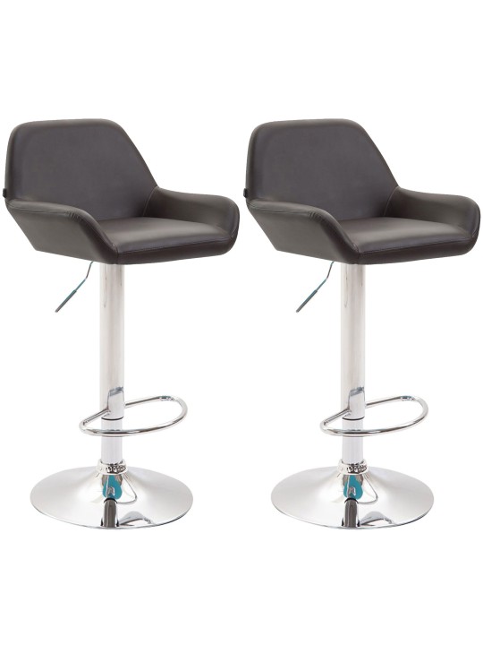 Sæt med 2 barstole Braga imiteret læder krom, brun Sæt med 2 barstole Braga imiteret læder krom, brun