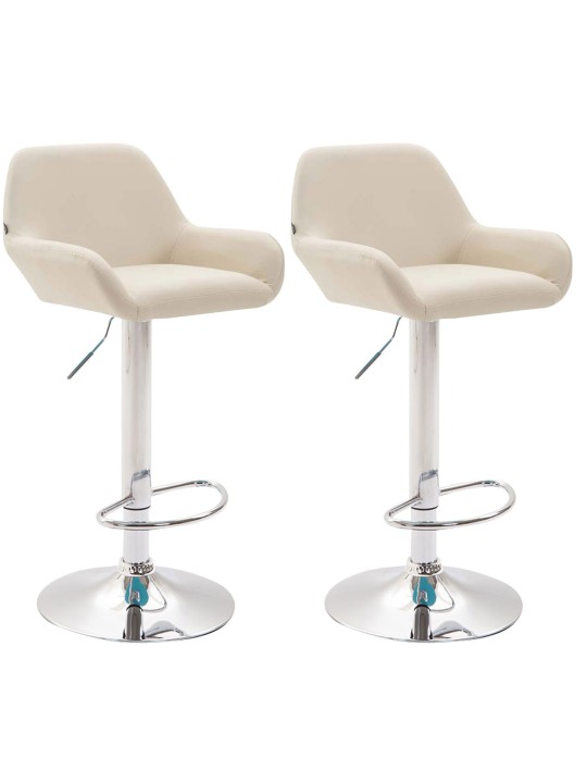 Sæt med 2 barstole Braga imiteret læder krom, creme Sæt med 2 barstole Braga imiteret læder krom, creme