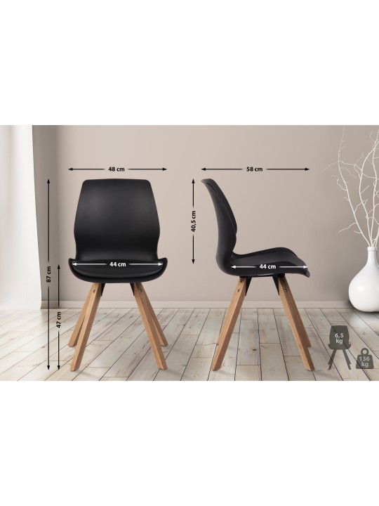 Stol Luna plast, sort