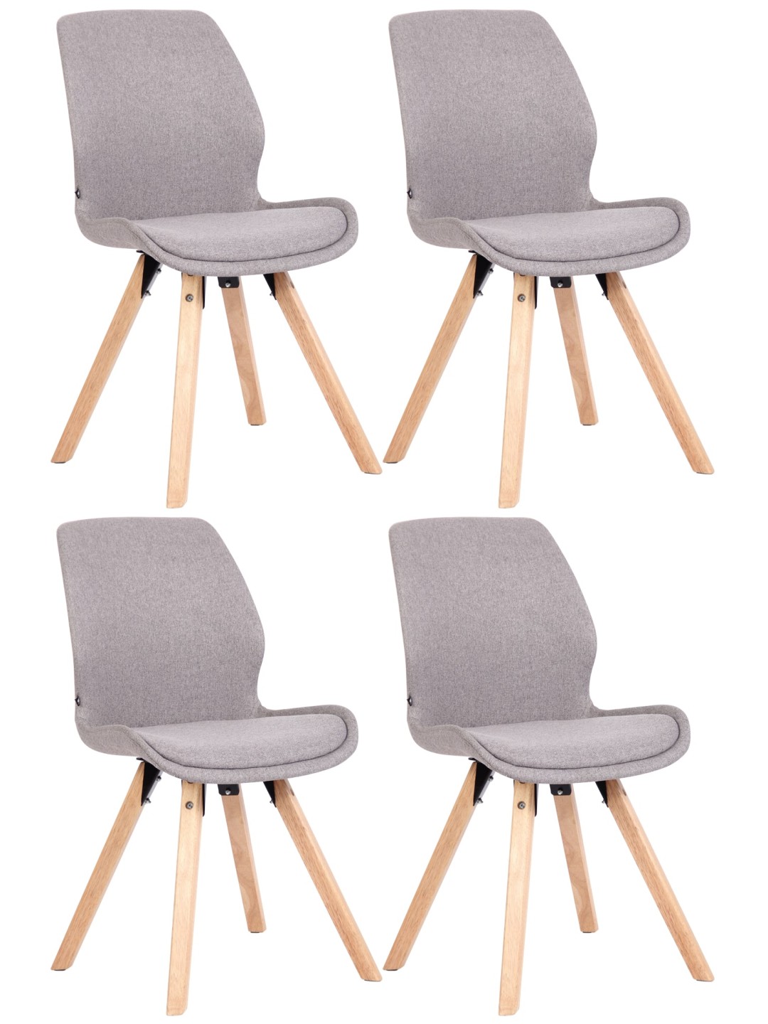 Sæt med 4 stole Luna stof, grå