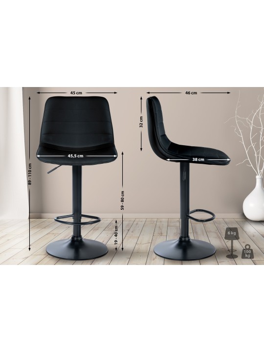 Barstol Lex imiteret læder, sort