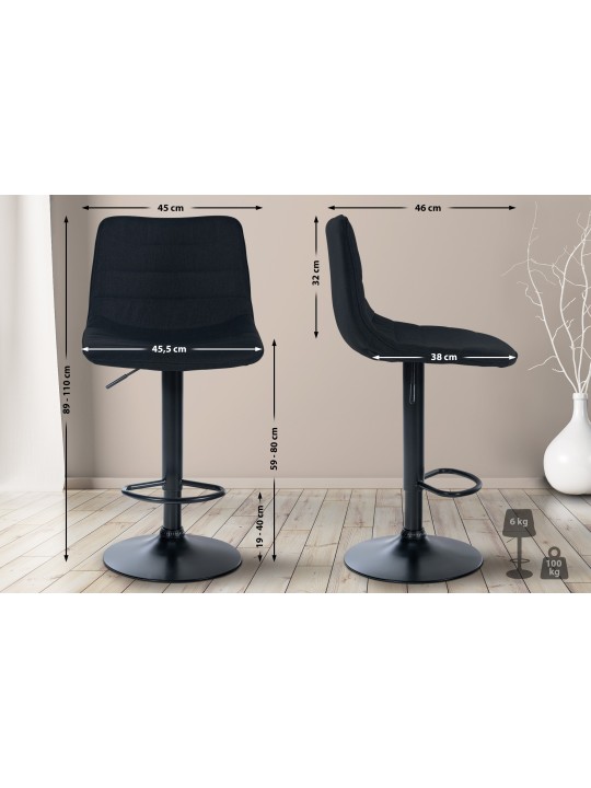 Barstol Lex stof, sort