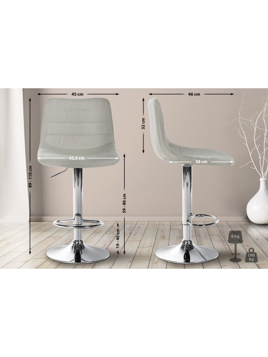 Barstol Lex stof krom, creme Barstol Lex stof krom, creme