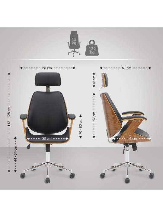 Kontorstol Chicago imiteret læder, valnød/sort Kontorstol Chicago imiteret læder, valnød/sort