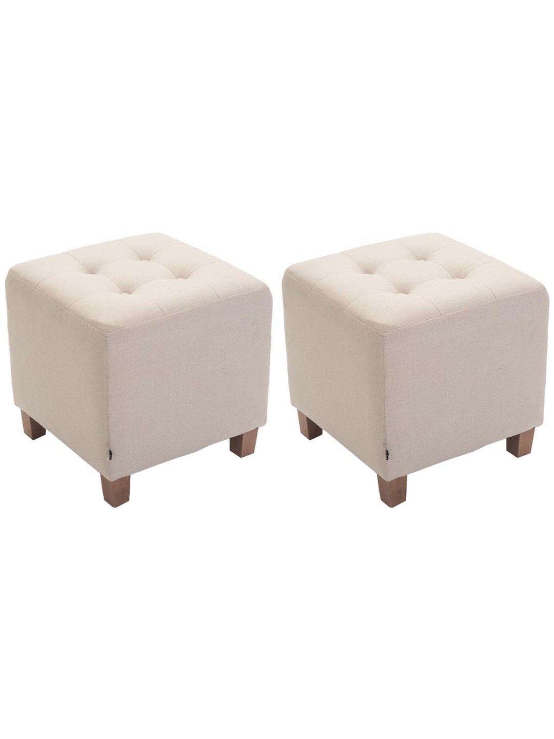 Sæt med 2 Farao taburetter, antik-lys, creme