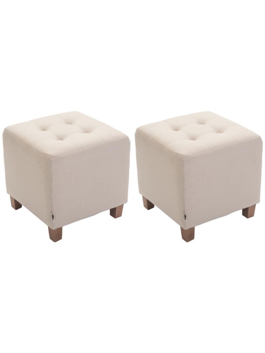 Sæt med 2 Farao taburetter, antik-lys, creme