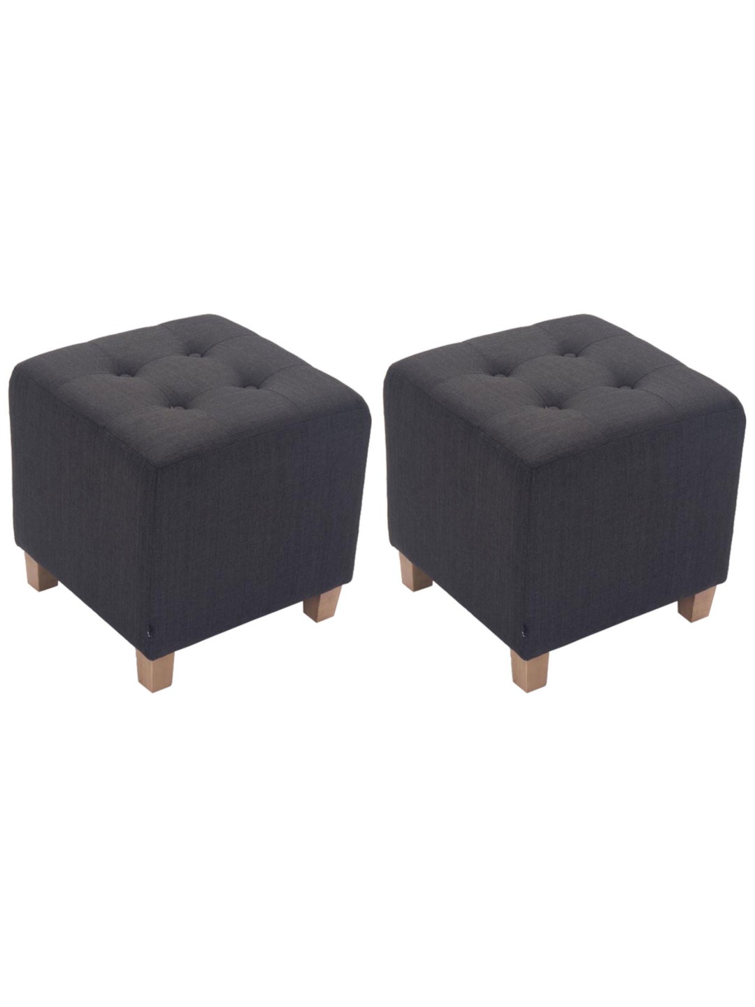 Sæt med 2 Farao taburetter, antik-lys, mørkegrå