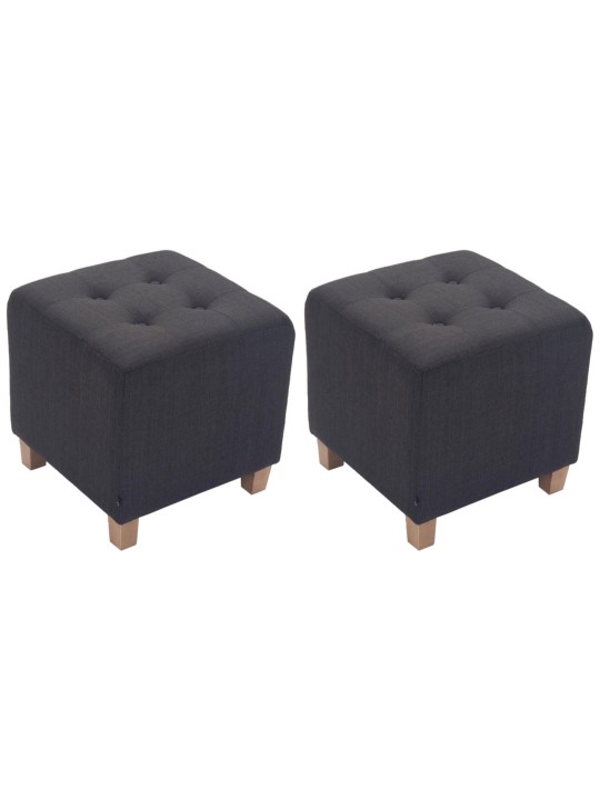 Sæt med 2 Farao taburetter, antik-lys, mørkegrå