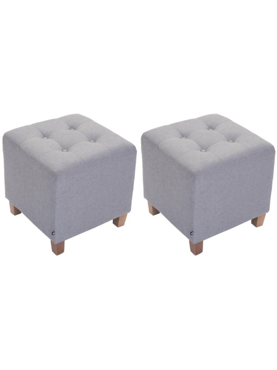 Sæt med 2 Farao taburetter, antik-lys, lysegrå