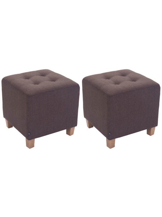 Sæt med 2 Farao taburetter, antik-lys, brun