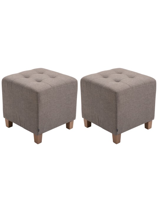 Sæt med 2 Farao taburetter, antik-lys, taupe