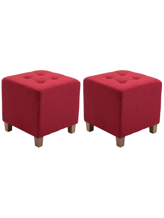 Sæt med 2 Farao taburetter, antik-lys, rød