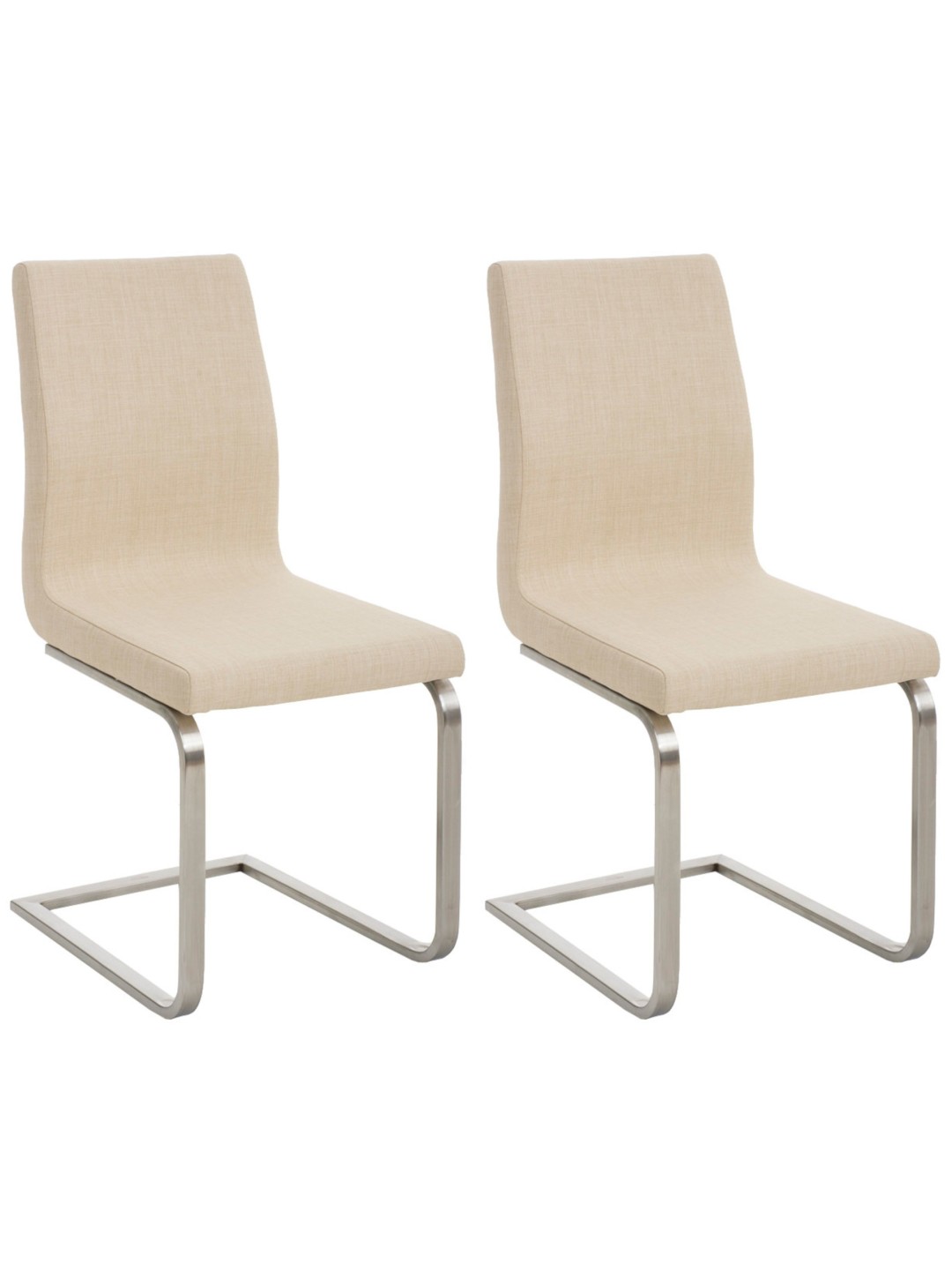 Sæt med 2 spisestuestole Belfort stof, creme