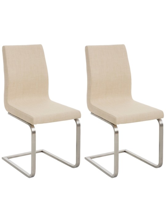 Sæt med 2 spisestuestole Belfort stof, creme