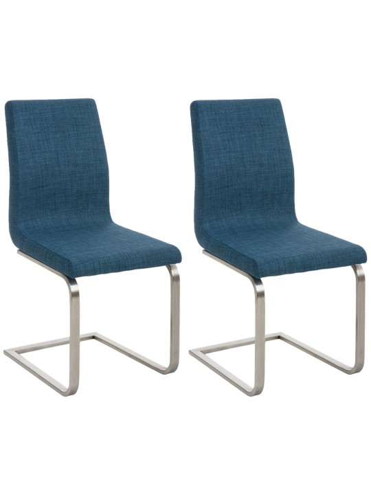 Sæt med 2 spisestuestole Belfort stof, blå
