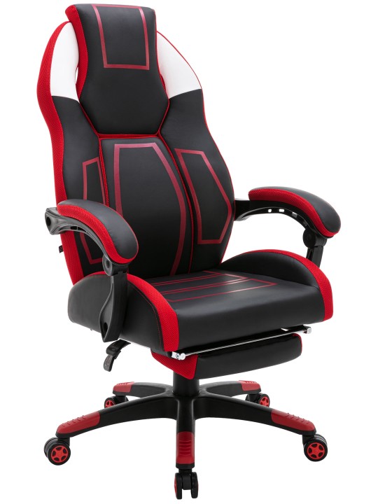 Kontorstol Clovis imiteret læder, sort/rød