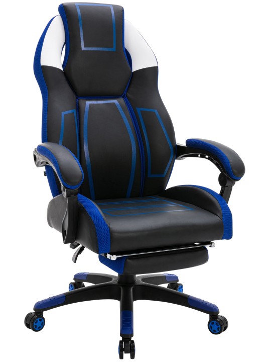 Kontorstol Clovis imiteret læder, sort/blå