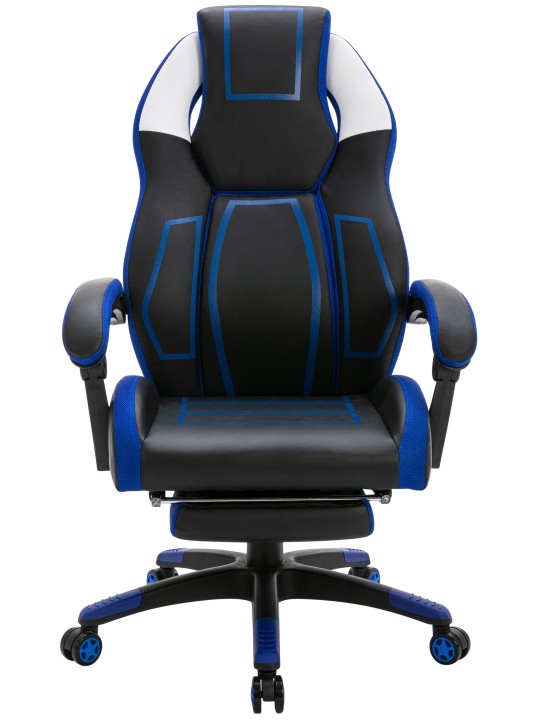 Kontorstol Clovis imiteret læder, sort/blå