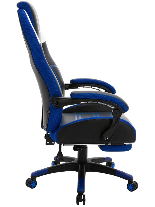 Kontorstol Clovis imiteret læder, sort/blå