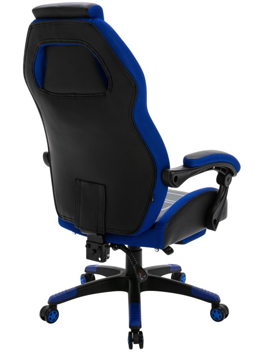 Kontorstol Clovis imiteret læder, sort/blå