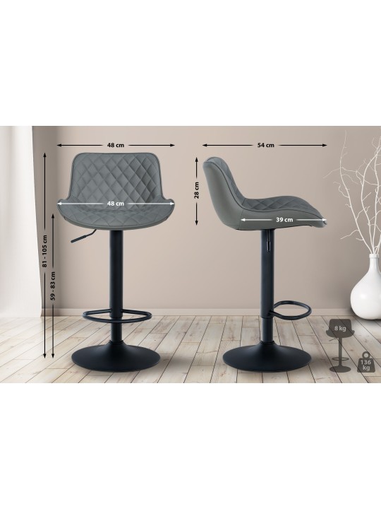 Barstol Minosa imiteret læder, grå