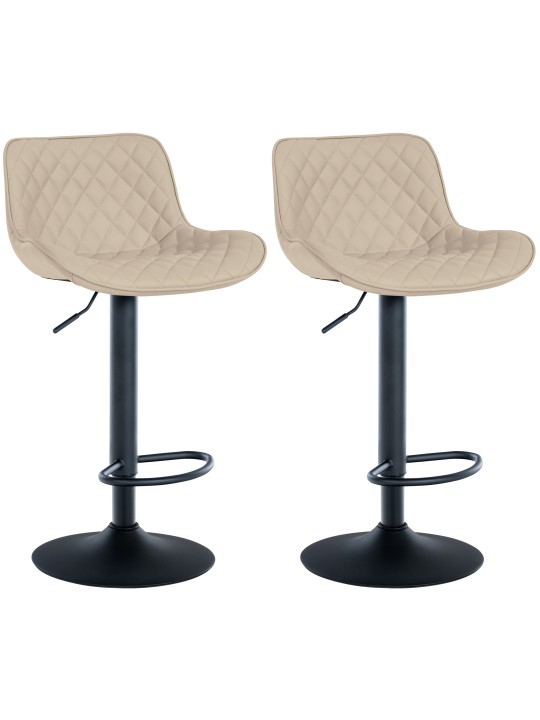 Sæt med 2 barstole Minosa imiteret læder, creme