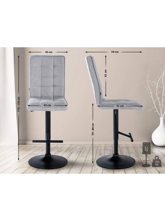 Barstol Peking V2 stof, lysegrå