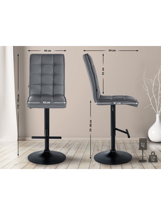 Barstol Peking V2 kunstlæder, grå