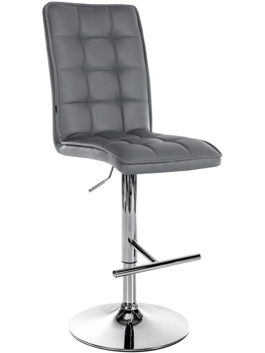 Barstol Peking V2 imiteret læder krom, grå
