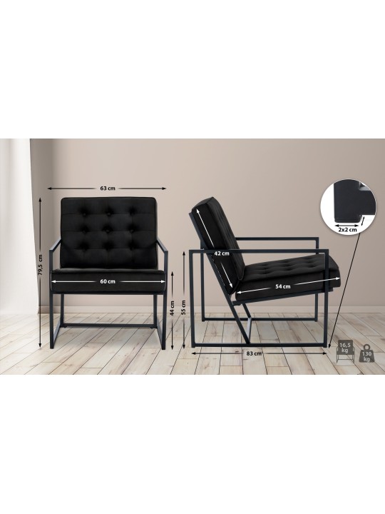 Liggestol Avon fløjl, sort