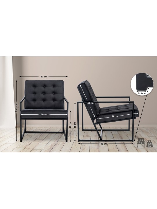 Liggestol Avon fløjl, grå