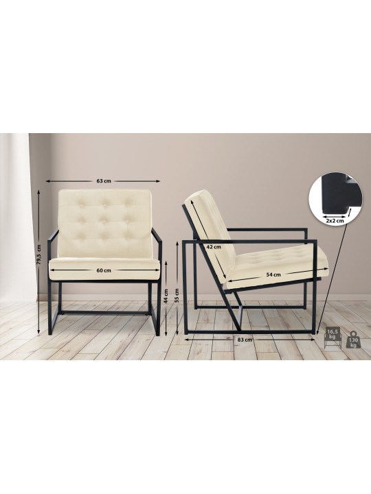 Liggestol Avon fløjl, creme