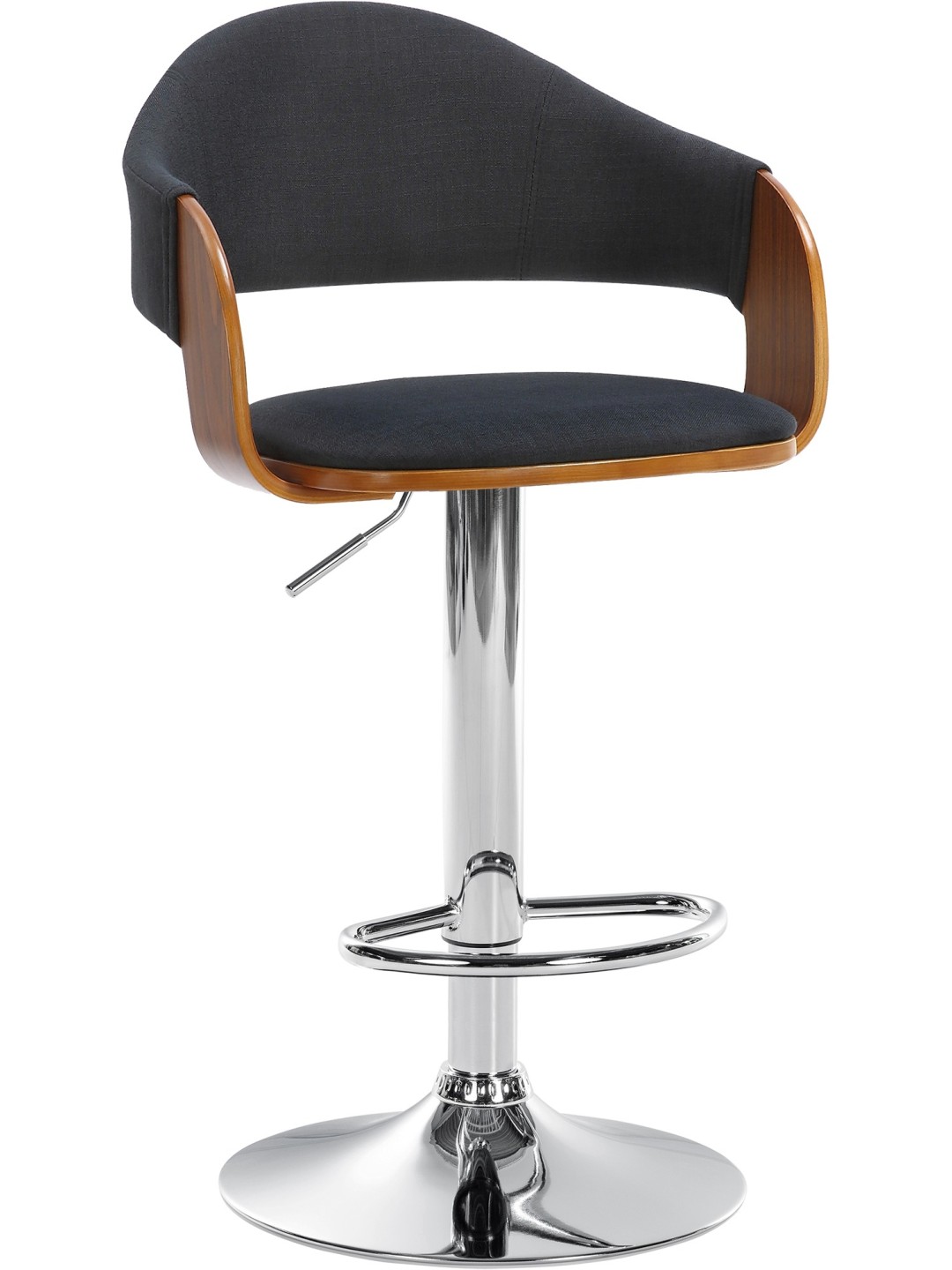 Barstol Nilse stof krom, valnød/sort