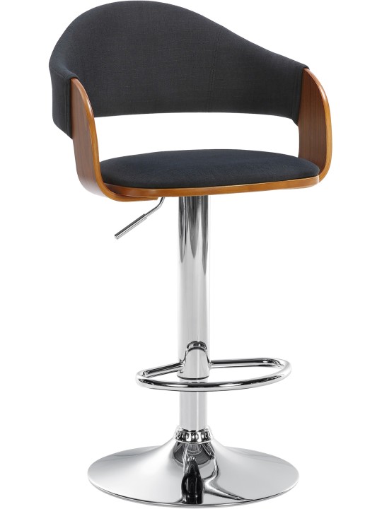 Barstol Nilse stof krom, valnød/sort