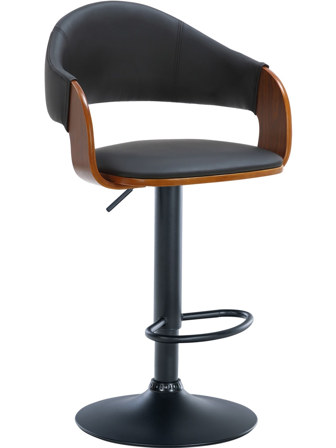 Barstol Nilse imiteret læder, valnød/sort