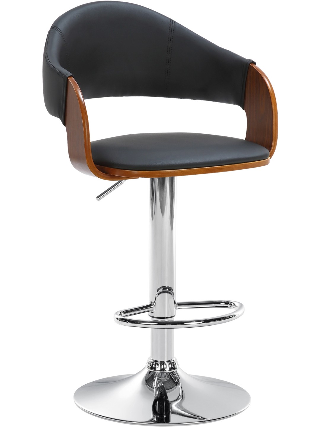 Barstol Nilse kunstlæder krom, valnød/sort
