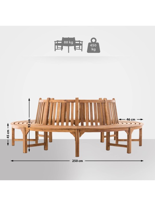 Træbænk Novum omkring 250 cm, teak