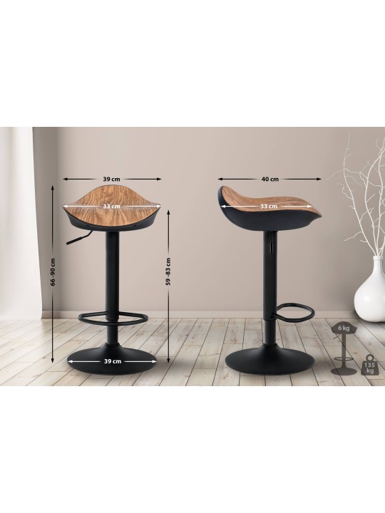 Sæt med 2 barstole Alisson, natur