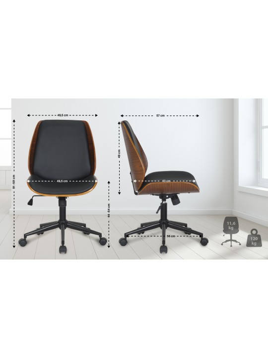 Kontorstol Mitch, valnød/sort