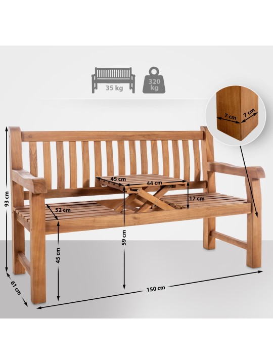 Teak bænk Orlando 150 cm, teak Teak bænk Orlando 150 cm, teak