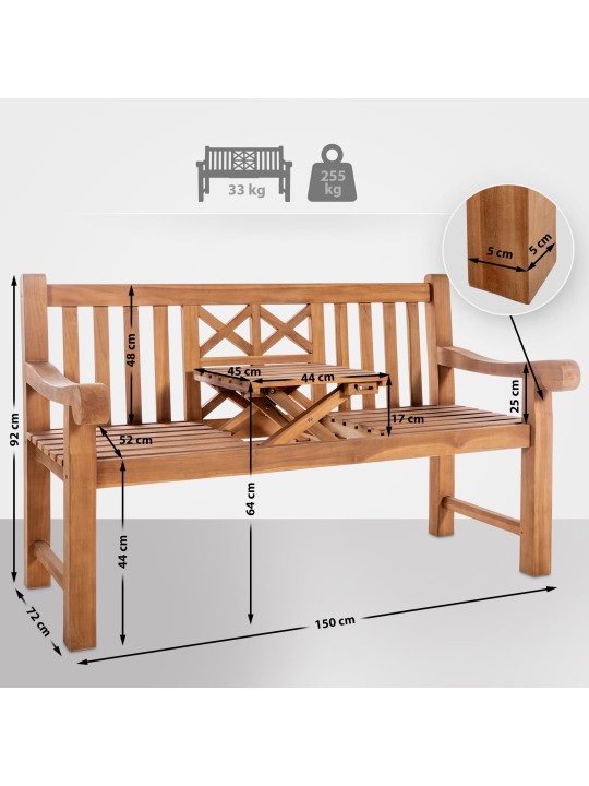 Teak bænk Luka 150 cm, teak Teak bænk Luka 150 cm, teak